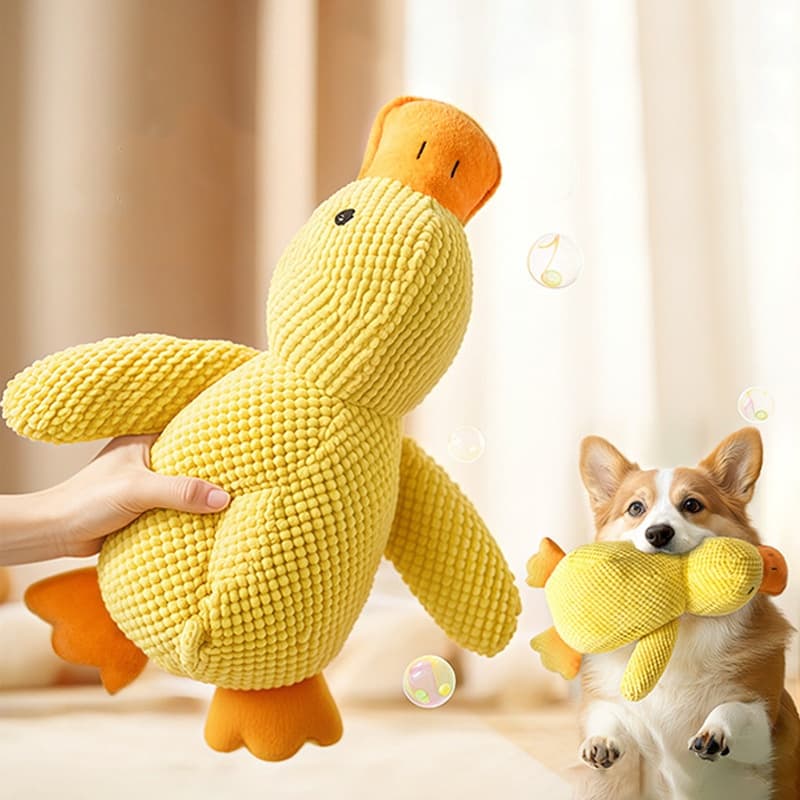 Plush Duck Squeaky Dog Toy - M